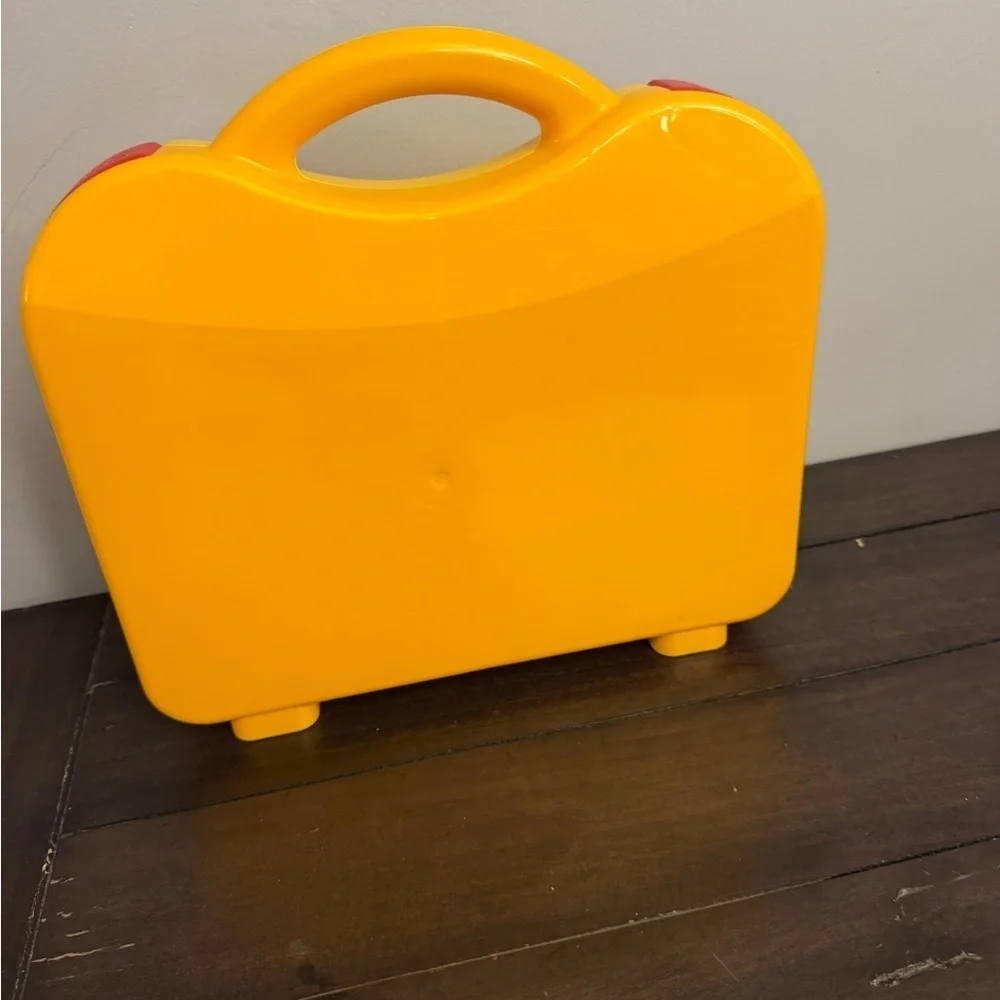 LEGO Yellow Storage Carry Case Organizer w/ Dividers Red Latches